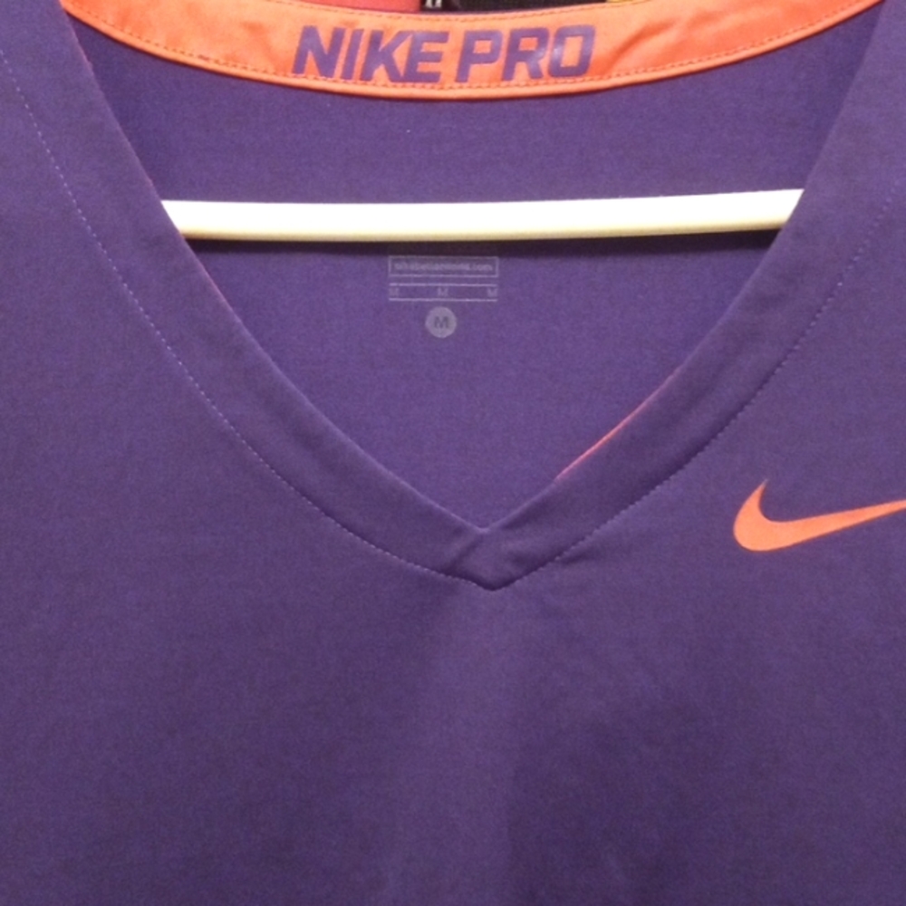 Nike Pro Purple V-Neck Short Sleeve Shirt